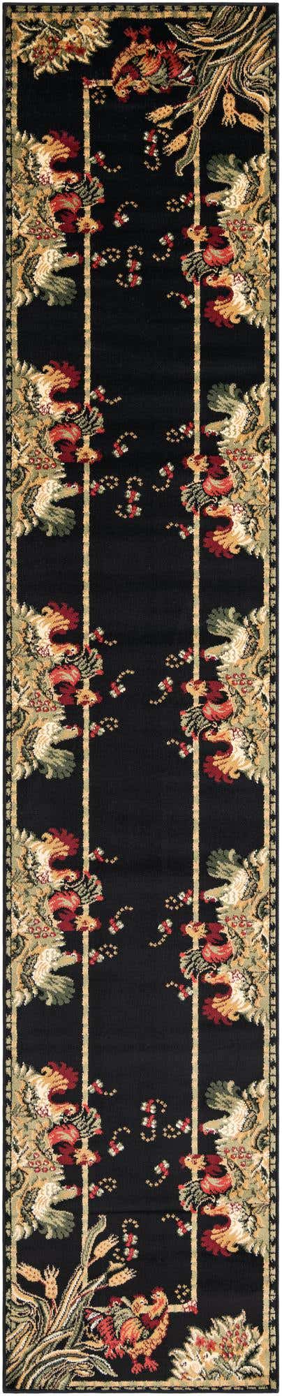 Black 2' 7 x 13' 1 Barnyard Runner Area Rug 100% Polypropylene With Cotton Backing Traditional Cottage Rustic Classical Carpet for Living Office Bedroom Dining Room Easy to Clean Long Lasting & Durable Decor for Sale at Rug Engine