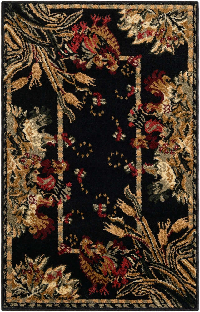 Black 2' x 3' 1 Barnyard Rectangle Area Rug 100% Polypropylene With Cotton Backing Traditional Cottage Rustic Classical Carpet for Living Office Bedroom Dining Room Easy to Clean Long Lasting & Durable Decor for Sale at Rug Engine