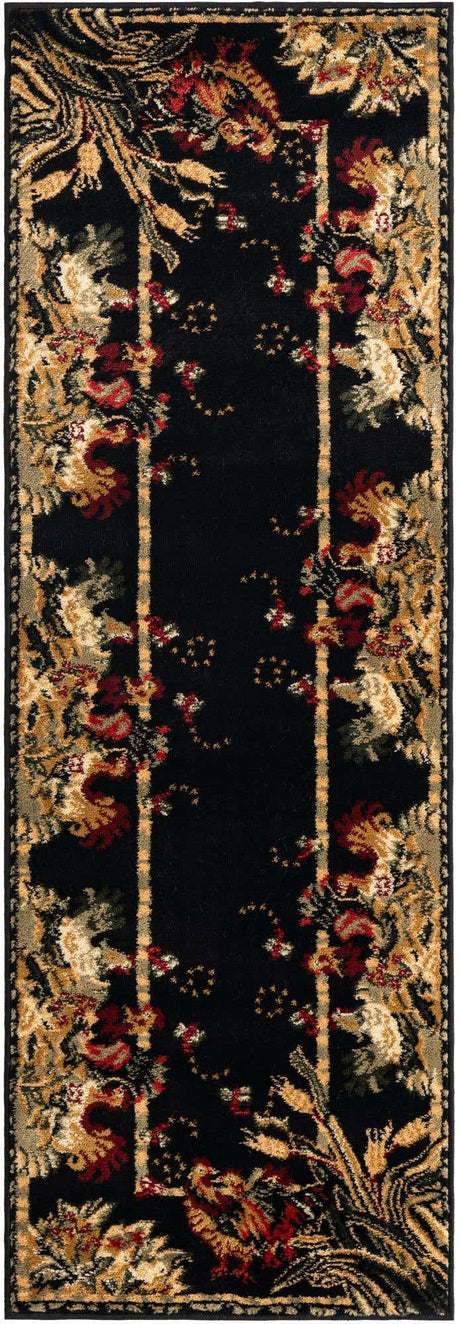Black 2' x 6' 1 Barnyard Runner Area Rug 100% Polypropylene With Cotton Backing Traditional Cottage Rustic Classical Carpet for Living Office Bedroom Dining Room Easy to Clean Long Lasting & Durable Decor for Sale at Rug Engine