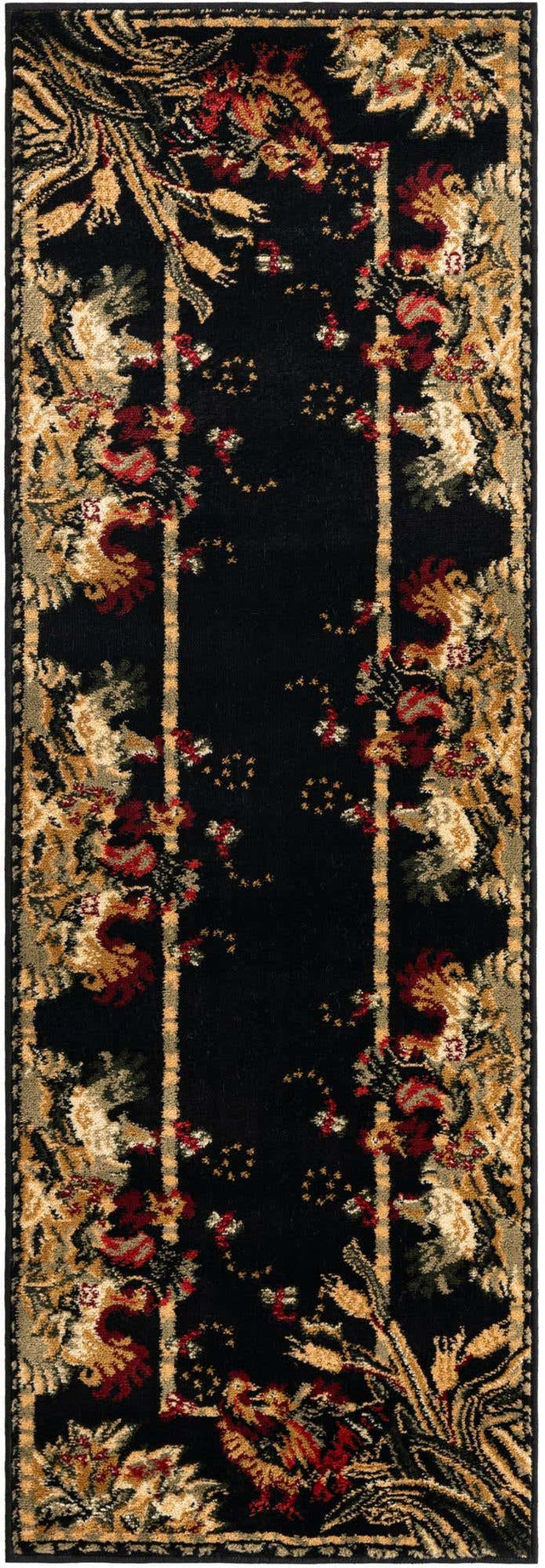 Black 2' x 6' 1 Barnyard Runner Area Rug 100% Polypropylene With Cotton Backing Traditional Cottage Rustic Classical Carpet for Living Office Bedroom Dining Room Easy to Clean Long Lasting & Durable Decor for Sale at Rug Engine