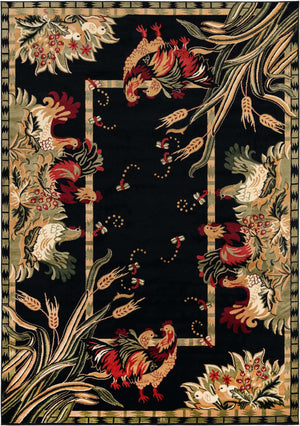 Black 7' 10 x 11' Barnyard Rectangle Area Rug 100% Polypropylene With Cotton Backing Traditional Cottage Rustic Classical Carpet for Living Office Bedroom Dining Room Easy to Clean Long Lasting & Durable Decor for Sale at Rug Engine