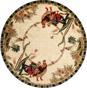 Cream 13' 1 x 13' 1 Barnyard Round Area Rug 100% Polypropylene With Cotton Backing Traditional Cottage Rustic Classical Carpet for Living Office Bedroom Dining Room Easy to Clean Long Lasting & Durable Decor for Sale at Rug Engine