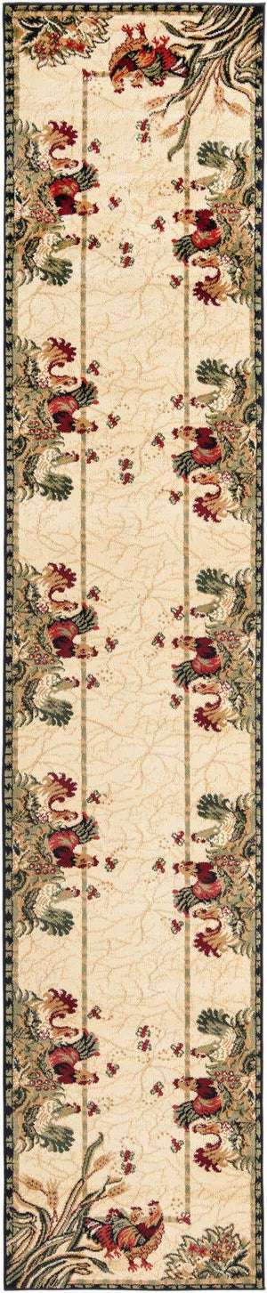 Cream 2' 7 x 13' 1 Barnyard Runner Area Rug 100% Polypropylene With Cotton Backing Traditional Cottage Rustic Classical Carpet for Living Office Bedroom Dining Room Easy to Clean Long Lasting & Durable Decor for Sale at Rug Engine