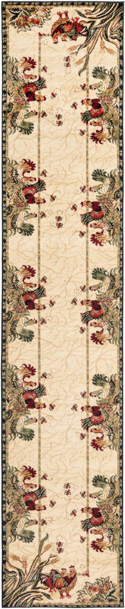 Cream 2' 7 x 13' 1 Barnyard Runner Area Rug 100% Polypropylene With Cotton Backing Traditional Cottage Rustic Classical Carpet for Living Office Bedroom Dining Room Easy to Clean Long Lasting & Durable Decor for Sale at Rug Engine