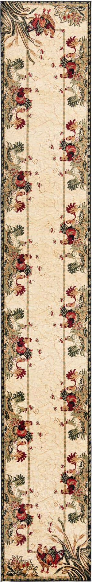 Cream 3' 1 x 19' 8 Barnyard Runner Area Rug 100% Polypropylene With Cotton Backing Traditional Cottage Rustic Classical Carpet for Living Office Bedroom Dining Room Easy to Clean Long Lasting & Durable Decor for Sale at Rug Engine