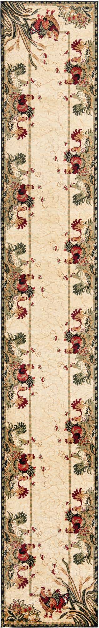 Cream 3' 1 x 19' 8 Barnyard Runner Area Rug 100% Polypropylene With Cotton Backing Traditional Cottage Rustic Classical Carpet for Living Office Bedroom Dining Room Easy to Clean Long Lasting & Durable Decor for Sale at Rug Engine