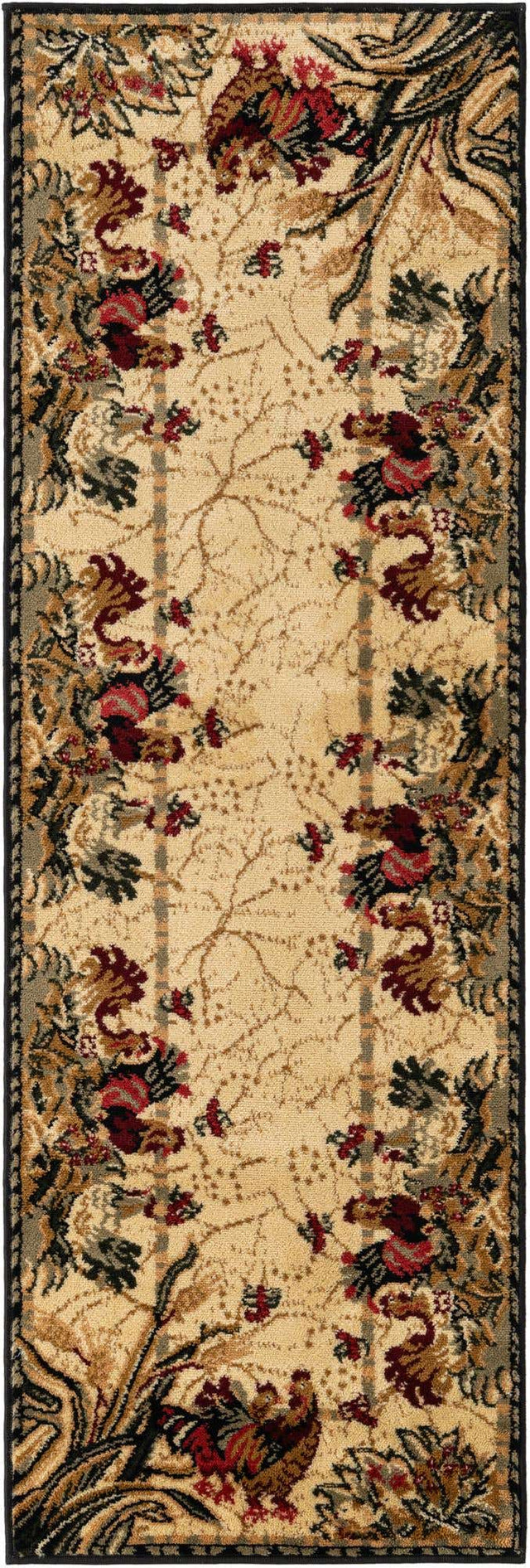 Cream 2' x 6' 1 Barnyard Runner Area Rug 100% Polypropylene With Cotton Backing Traditional Cottage Rustic Classical Carpet for Living Office Bedroom Dining Room Easy to Clean Long Lasting & Durable Decor for Sale at Rug Engine