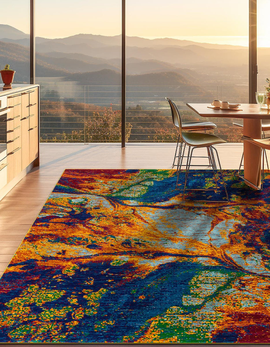 Multicolor 10' x 10' Calypso Square Area Rug 100% Polypropylene With C ...