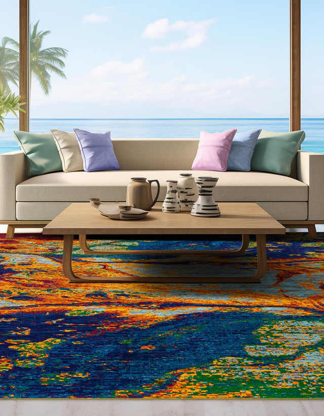 Multicolor 10' x 10' Calypso Square Area Rug 100% Polypropylene With Cotton Backing Colorful Vivid Traditional Design Carpet for Living Office Dining Rooms for Sale at Rug Engine