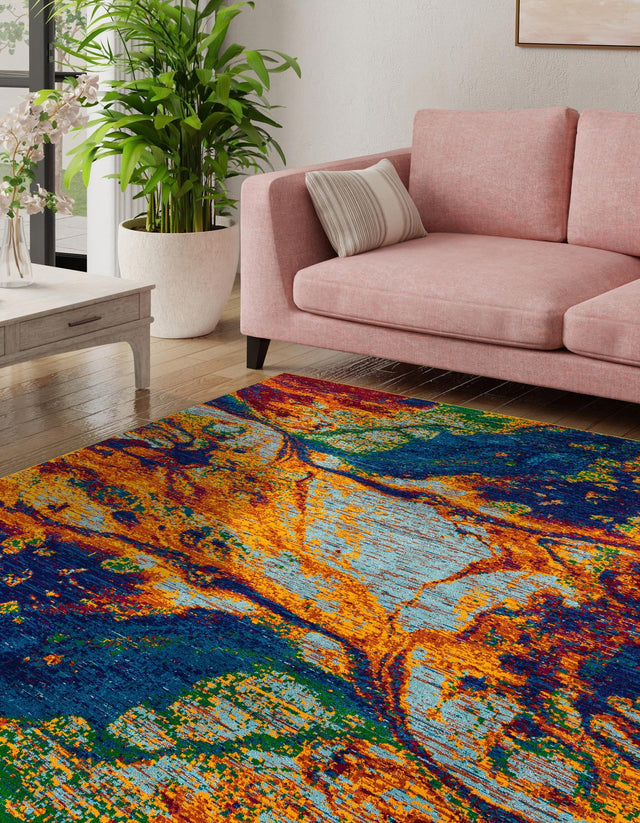 Multicolor 10' x 10' Calypso Square Area Rug 100% Polypropylene With Cotton Backing Colorful Vivid Traditional Design Carpet for Living Office Dining Rooms for Sale at Rug Engine