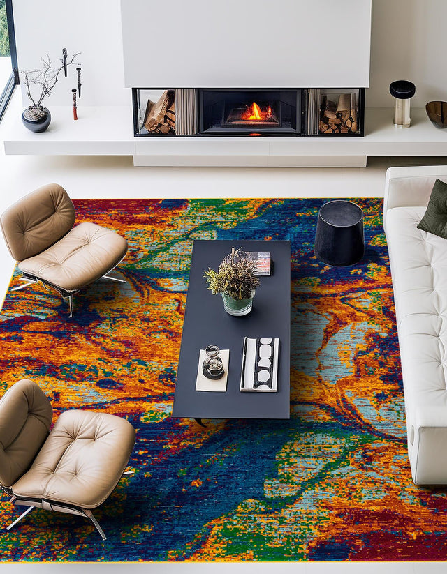 Multicolor 10' x 10' Calypso Square Area Rug 100% Polypropylene With Cotton Backing Colorful Vivid Traditional Design Carpet for Living Office Dining Rooms for Sale at Rug Engine