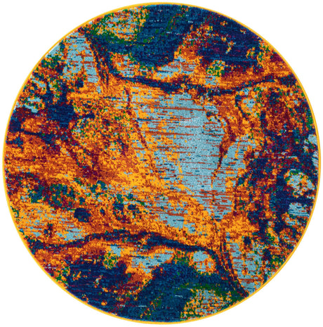 Multicolor 3' 3 x 3' 3 Calypso Round Area Rug 100% Polypropylene With Cotton Backing Colorful Vivid Traditional Design Carpet for Living Office Dining Rooms for Sale at Rug Engine