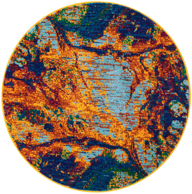 Multicolor 3' 3 x 3' 3 Calypso Round Area Rug 100% Polypropylene With Cotton Backing Colorful Vivid Traditional Design Carpet for Living Office Dining Rooms for Sale at Rug Engine