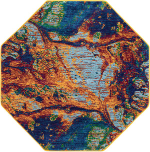 Multicolor 5' 3 x 5' 3 Calypso Octagon Area Rug 100% Polypropylene With Cotton Backing Colorful Vivid Traditional Design Carpet for Living Office Dining Rooms for Sale at Rug Engine