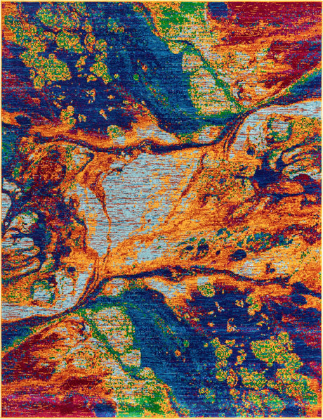 Multicolor 7' 1 x 10' Calypso Rectangle Area Rug 100% Polypropylene With Cotton Backing Colorful Vivid Traditional Design Carpet for Living Office Dining Rooms for Sale at Rug Engine