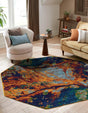 Multicolor 5' 3 x 5' 3 Calypso Octagon Area Rug 100% Polypropylene With Cotton Backing Colorful Vivid Traditional Design Carpet for Living Office Dining Rooms for Sale at Rug Engine