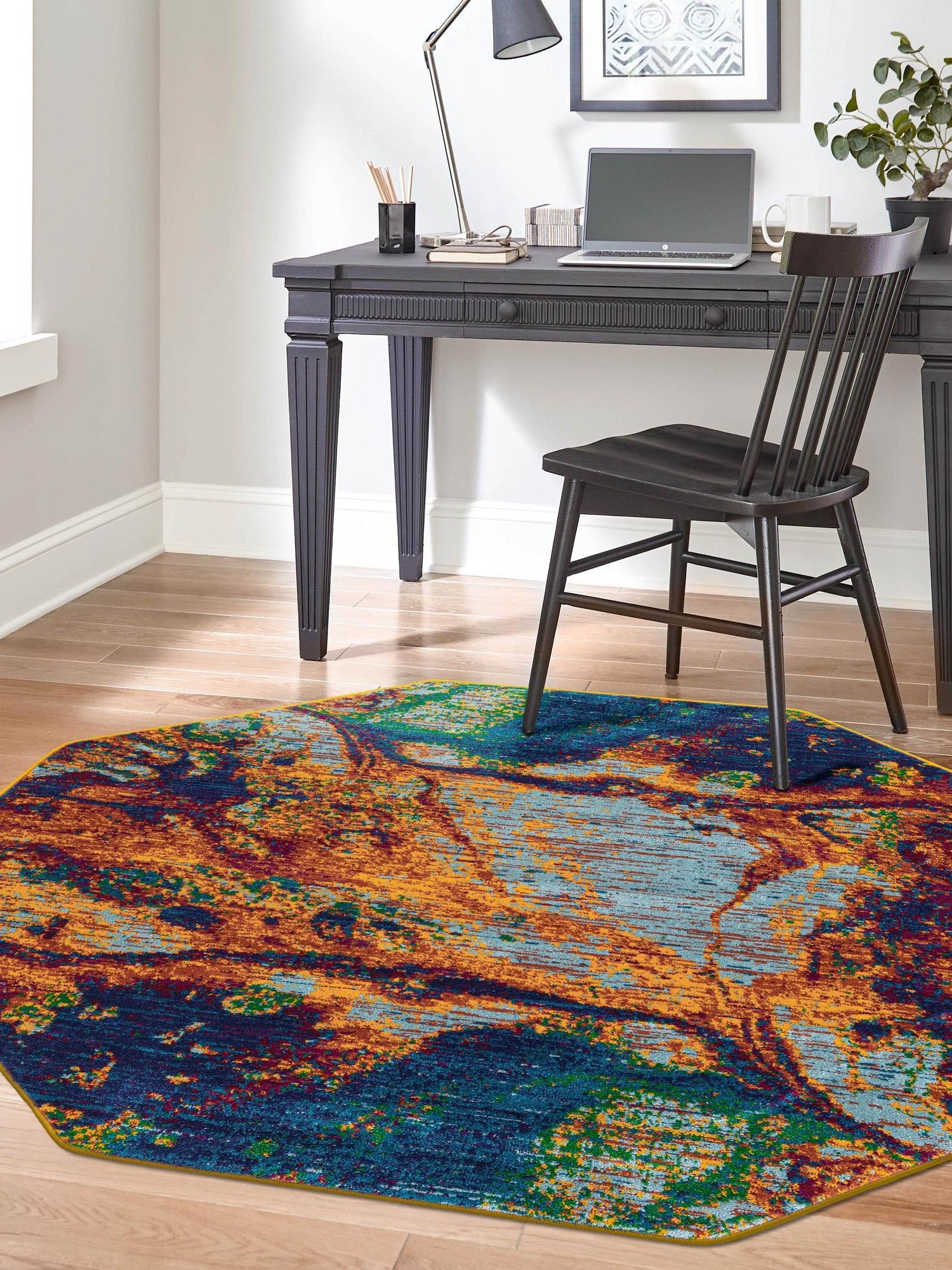 Multicolor 7' 10 x 7' 10 Calypso Octagon Area Rug 100% Polypropylene With Cotton Backing Colorful Vivid Traditional Design Carpet for Living Office Dining Rooms for Sale at Rug Engine