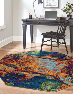 Multicolor 7' 10 x 7' 10 Calypso Octagon Area Rug 100% Polypropylene With Cotton Backing Colorful Vivid Traditional Design Carpet for Living Office Dining Rooms for Sale at Rug Engine