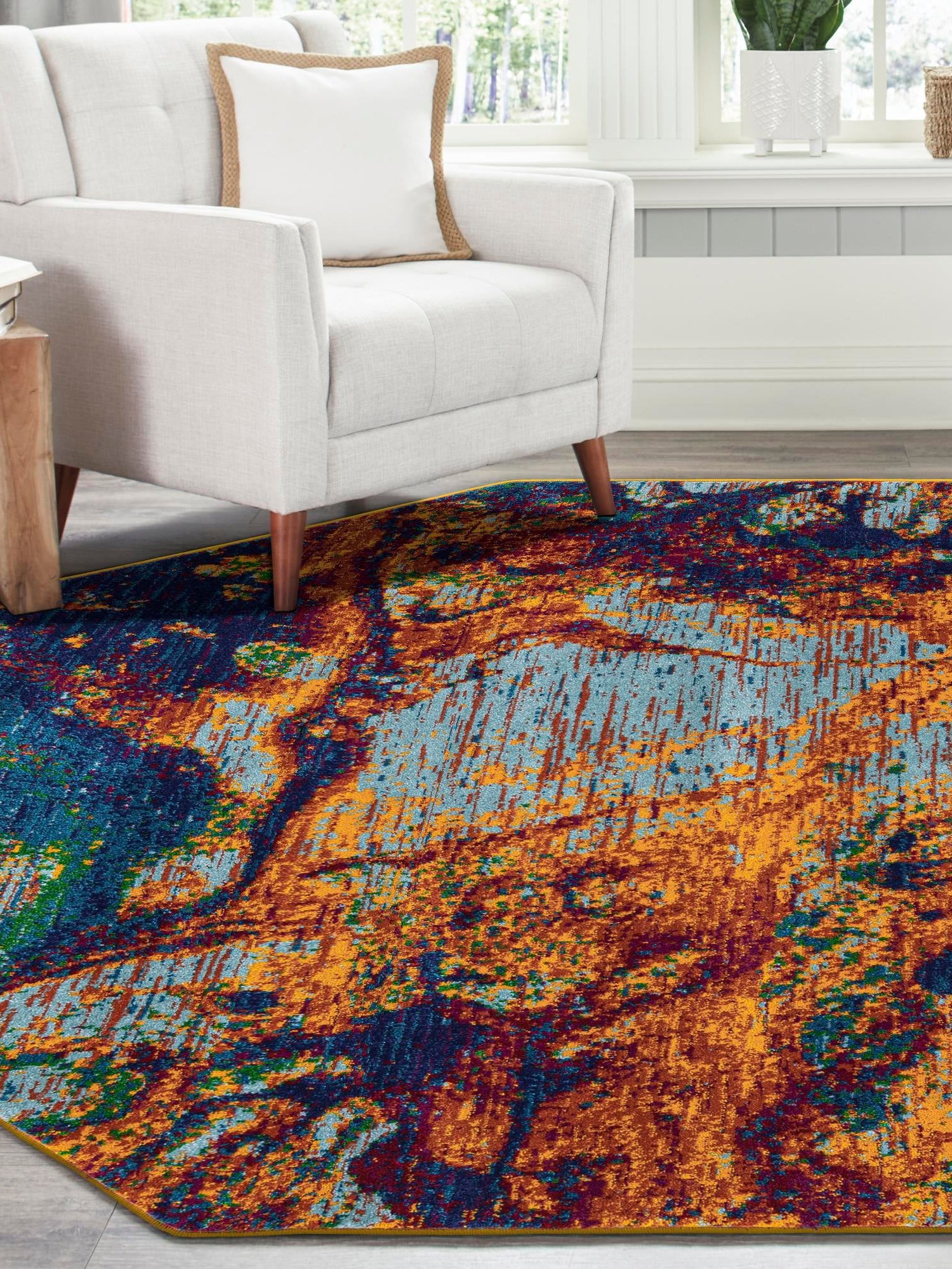 Multicolor 7' 10 x 7' 10 Calypso Octagon Area Rug 100% Polypropylene With Cotton Backing Colorful Vivid Traditional Design Carpet for Living Office Dining Rooms for Sale at Rug Engine