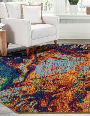 Multicolor 7' 10 x 7' 10 Calypso Octagon Area Rug 100% Polypropylene With Cotton Backing Colorful Vivid Traditional Design Carpet for Living Office Dining Rooms for Sale at Rug Engine