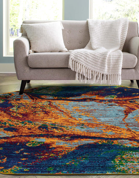 Multicolor 5' 3 x 5' 3 Calypso Octagon Area Rug 100% Polypropylene With Cotton Backing Colorful Vivid Traditional Design Carpet for Living Office Dining Rooms for Sale at Rug Engine
