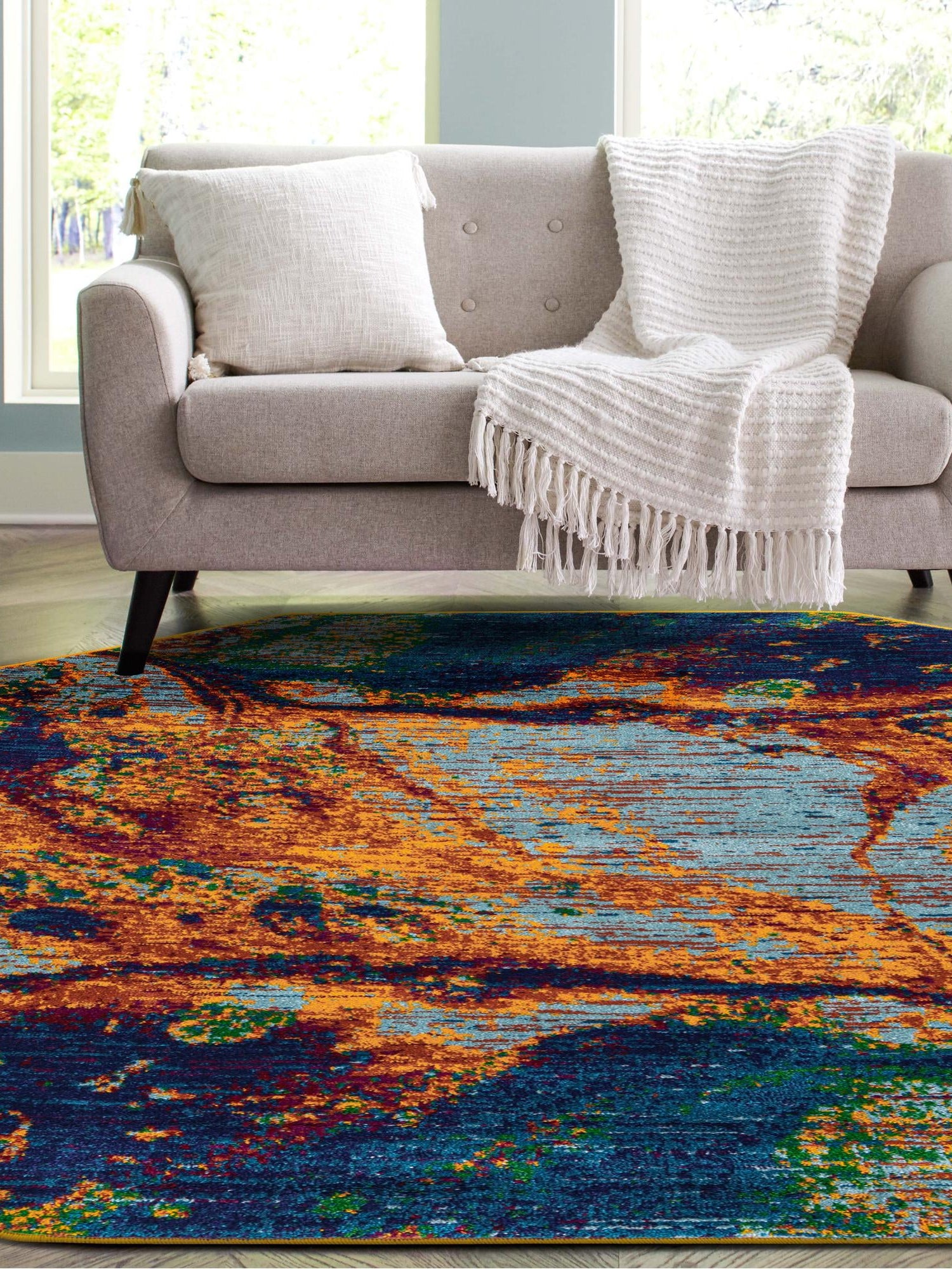 Multicolor 7' 10 x 7' 10 Calypso Octagon Area Rug 100% Polypropylene With Cotton Backing Colorful Vivid Traditional Design Carpet for Living Office Dining Rooms for Sale at Rug Engine