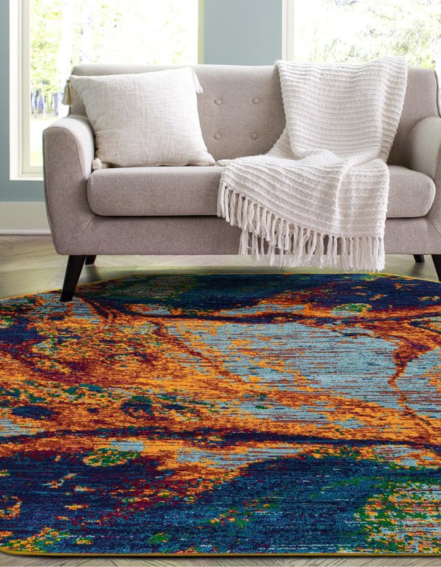 Multicolor 7' 10 x 7' 10 Calypso Octagon Area Rug 100% Polypropylene With Cotton Backing Colorful Vivid Traditional Design Carpet for Living Office Dining Rooms for Sale at Rug Engine