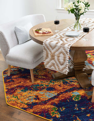 Multicolor 5' 3 x 5' 3 Calypso Octagon Area Rug 100% Polypropylene With Cotton Backing Colorful Vivid Traditional Design Carpet for Living Office Dining Rooms for Sale at Rug Engine