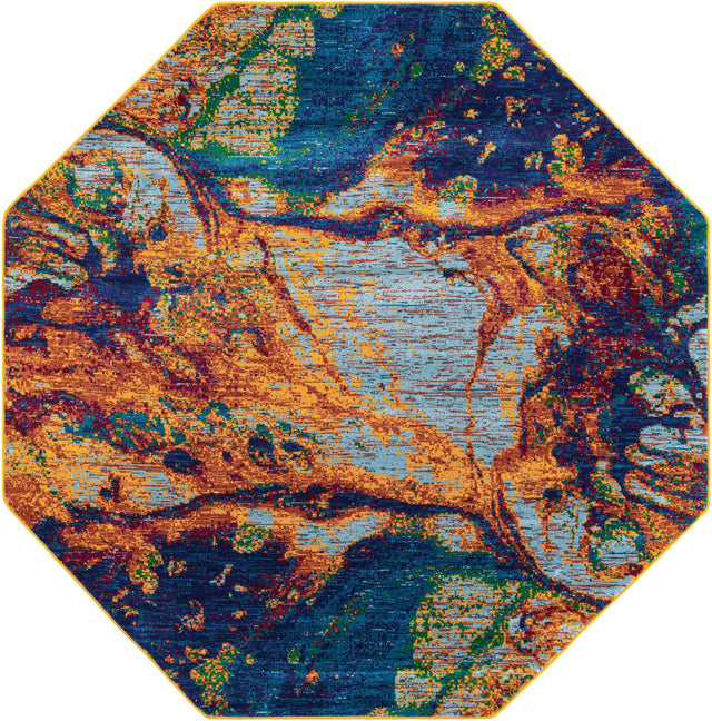 Multicolor 7' 10 x 7' 10 Calypso Octagon Area Rug 100% Polypropylene With Cotton Backing Colorful Vivid Traditional Design Carpet for Living Office Dining Rooms for Sale at Rug Engine