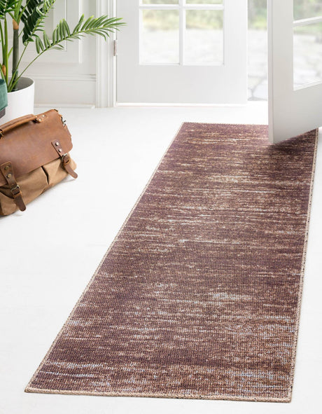 Brown 2' 6 x 14' Asha Runner Area Rug 100% Chenille Cotton Easy Clean Indoor Living Dining Bedroom Office Carpet for Sale at Rug Engine