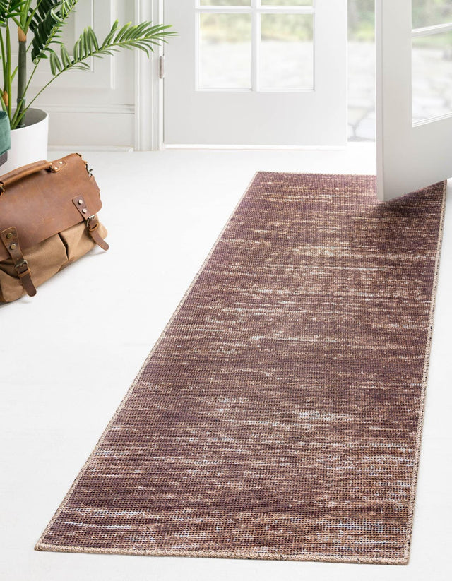 Brown 2' 6 x 10' Asha Runner Area Rug 100% Chenille Cotton Easy Clean Indoor Living Dining Bedroom Office Carpet for Sale at Rug Engine