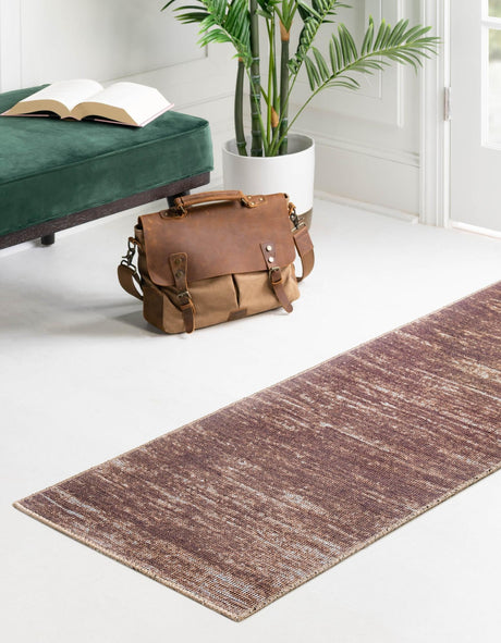 Brown 2' x 6' Asha Runner Area Rug 100% Chenille Cotton Easy Clean Indoor Living Dining Bedroom Office Carpet for Sale at Rug Engine