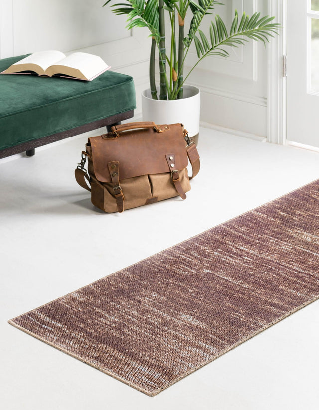 Brown 2' 6 x 14' Asha Runner Area Rug 100% Chenille Cotton Easy Clean Indoor Living Dining Bedroom Office Carpet for Sale at Rug Engine