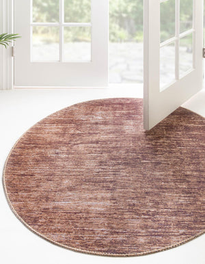 Brown 5' x 5' Asha Round Area Rug 100% Chenille Cotton Easy Clean Indoor Living Dining Bedroom Office Carpet for Sale at Rug Engine