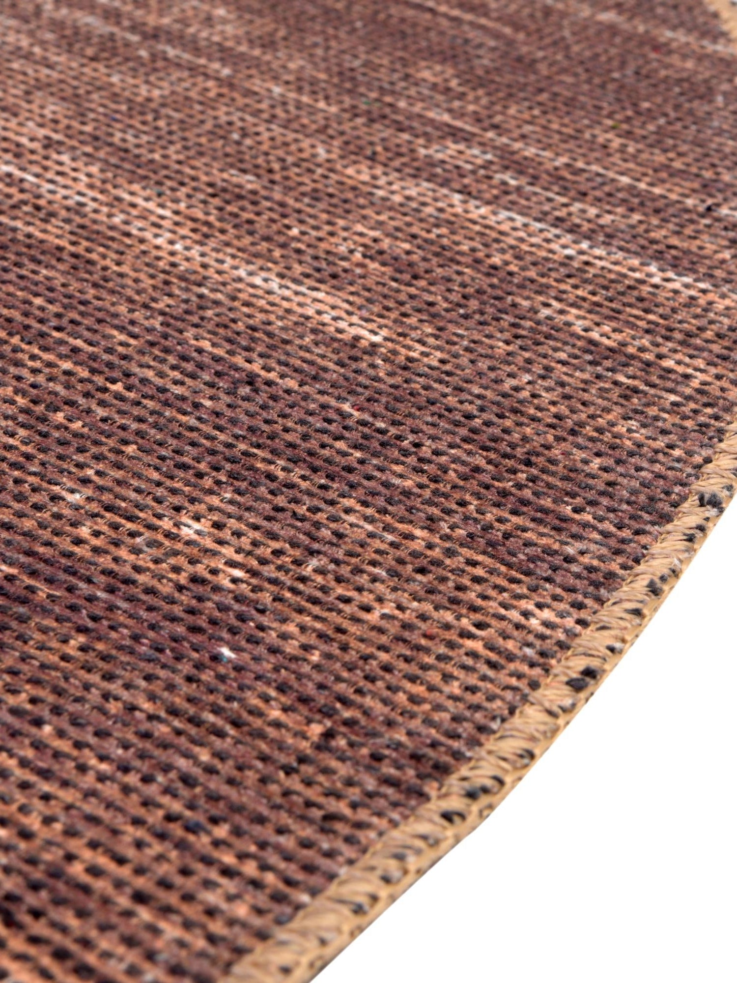 Brown 7' 7 x 7' 7 Asha Round Area Rug 100% Chenille Cotton Easy Clean Indoor Living Dining Bedroom Office Carpet for Sale at Rug Engine