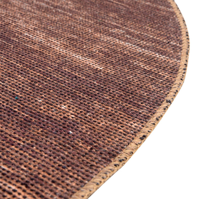 Brown 3' 6 x 3' 6 Asha Round Area Rug 100% Chenille Cotton Easy Clean Indoor Living Dining Bedroom Office Carpet for Sale at Rug Engine