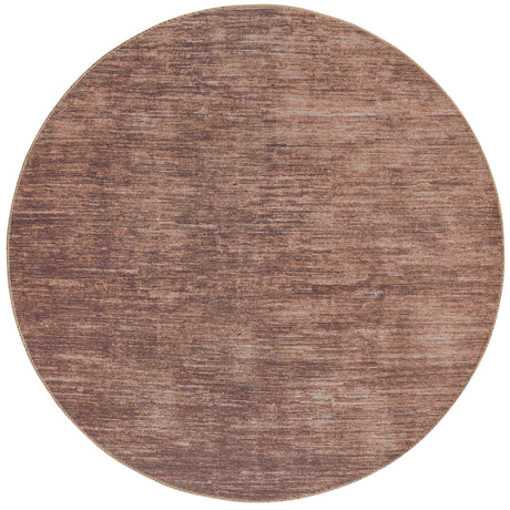 Brown 5' x 5' Asha Round Area Rug 100% Chenille Cotton Easy Clean Indoor Living Dining Bedroom Office Carpet for Sale at Rug Engine
