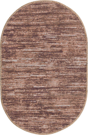 Brown 2' x 3' Asha Oval Area Rug 100% Chenille Cotton Easy Clean Indoor Living Dining Bedroom Office Carpet for Sale at Rug Engine