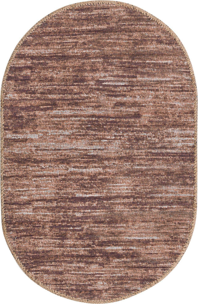 Brown 2' x 3' Asha Oval Area Rug 100% Chenille Cotton Easy Clean Indoor Living Dining Bedroom Office Carpet for Sale at Rug Engine