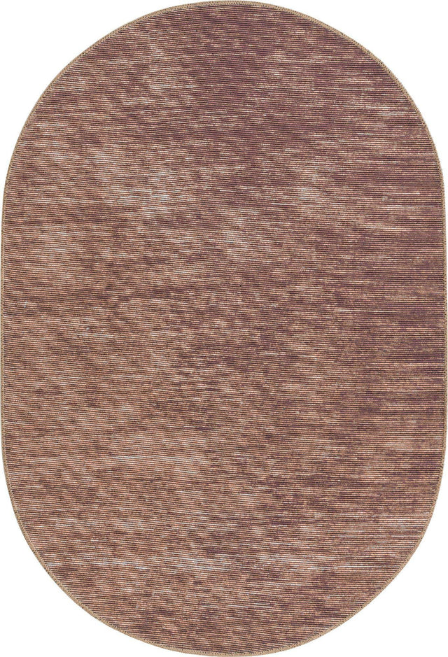 Brown 4' x 6' Asha Oval Area Rug 100% Chenille Cotton Easy Clean Indoor Living Dining Bedroom Office Carpet for Sale at Rug Engine