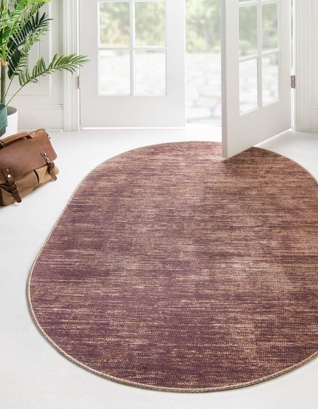 Brown 5' x 8' Asha Oval Area Rug 100% Chenille Cotton Easy Clean Indoor Living Dining Bedroom Office Carpet for Sale at Rug Engine