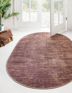 Brown 3' 6 x 5' 6 Asha Oval Area Rug 100% Chenille Cotton Easy Clean Indoor Living Dining Bedroom Office Carpet for Sale at Rug Engine