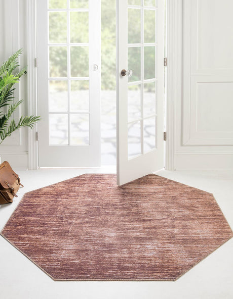 Brown 5' x 5' Asha Octagon Area Rug 100% Chenille Cotton Easy Clean Indoor Living Dining Bedroom Office Carpet for Sale at Rug Engine