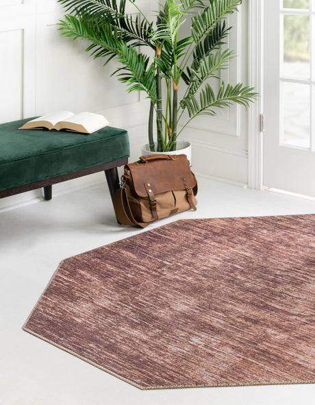 Brown 7' 7 x 7' 7 Asha Octagon Area Rug 100% Chenille Cotton Easy Clean Indoor Living Dining Bedroom Office Carpet for Sale at Rug Engine