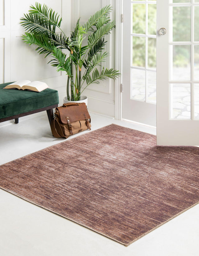 Brown 5' x 5' Asha Square Area Rug 100% Chenille Cotton Easy Clean Indoor Living Dining Bedroom Office Carpet for Sale at Rug Engine
