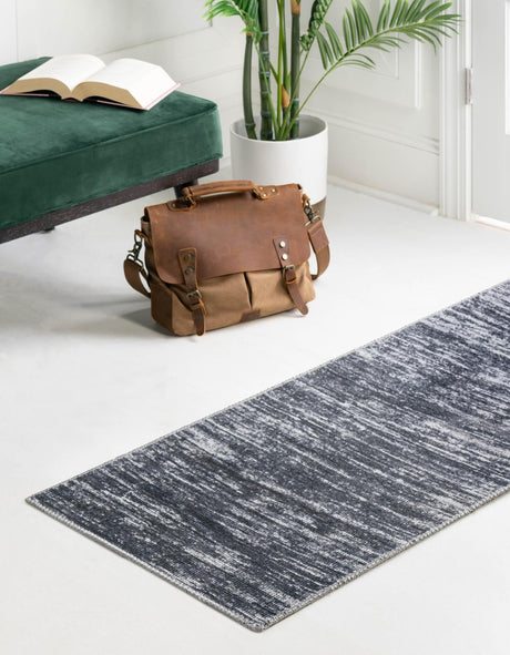 Gray 2' x 8' Asha Runner Area Rug 100% Chenille Cotton Easy Clean Indoor Living Dining Bedroom Office Carpet for Sale at Rug Engine