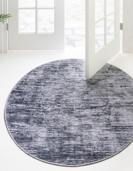 Gray 7' 10 x 7' 10 Asha Round Area Rug 100% Chenille Cotton Easy Clean Indoor Living Dining Bedroom Office Carpet for Sale at Rug Engine