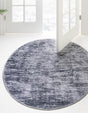 Gray 7' 10 x 7' 10 Asha Round Area Rug 100% Chenille Cotton Easy Clean Indoor Living Dining Bedroom Office Carpet for Sale at Rug Engine