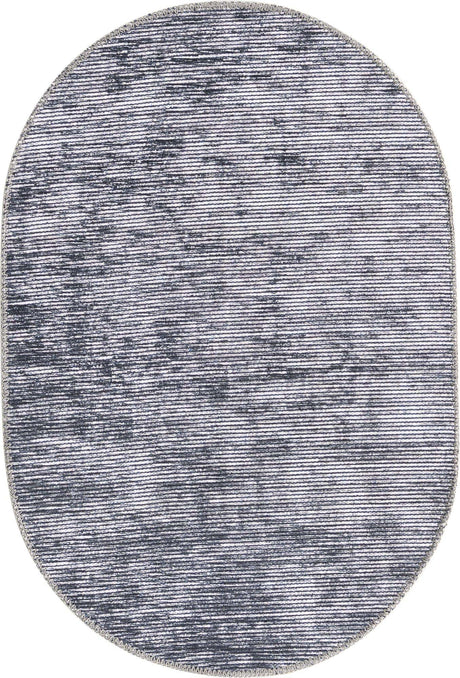Gray 2' x 3' Asha Oval Area Rug 100% Chenille Cotton Easy Clean Indoor Living Dining Bedroom Office Carpet for Sale at Rug Engine