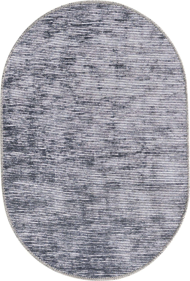 Gray 2' x 3' Asha Oval Area Rug 100% Chenille Cotton Easy Clean Indoor Living Dining Bedroom Office Carpet for Sale at Rug Engine